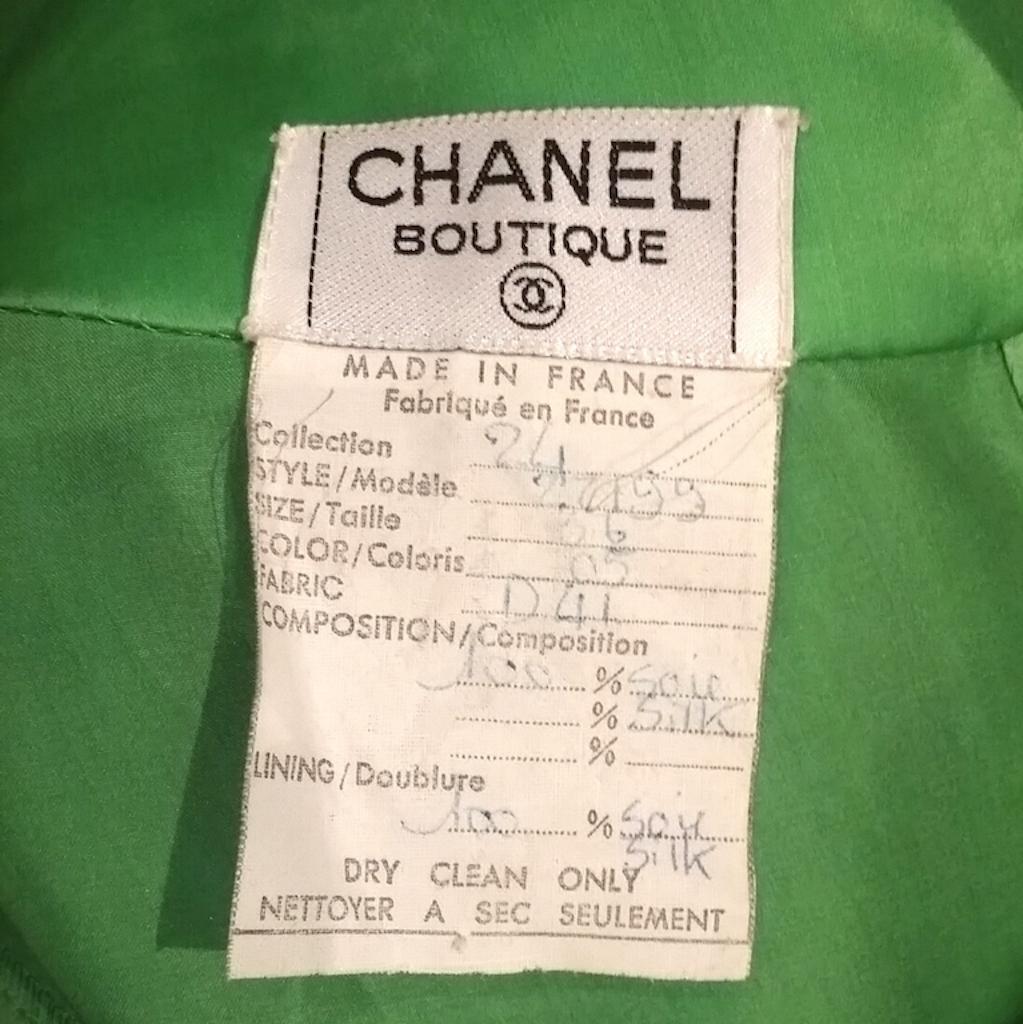 Chanel 1980s Emerald Green Silk Organza Skirt With Bow Detail 1