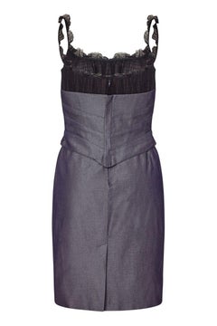 Thierry Mugler Couture Denim Dress With Tailored Black Silk Bodice, 1990s