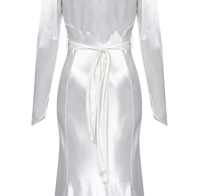 white silk dress long sleeve