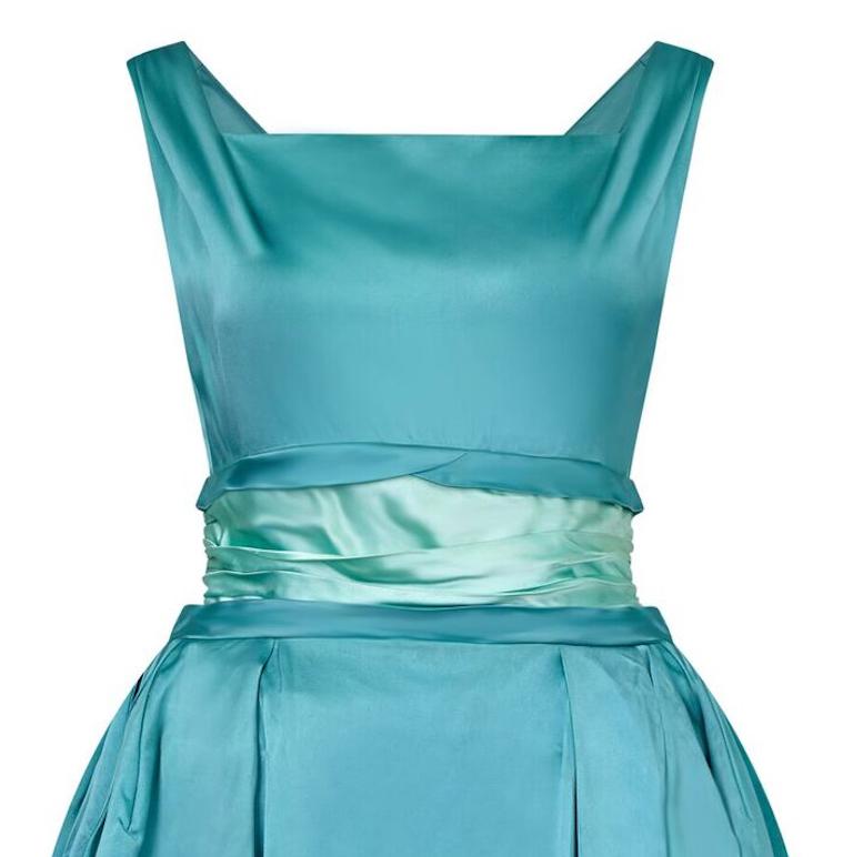 turquoise satin dress