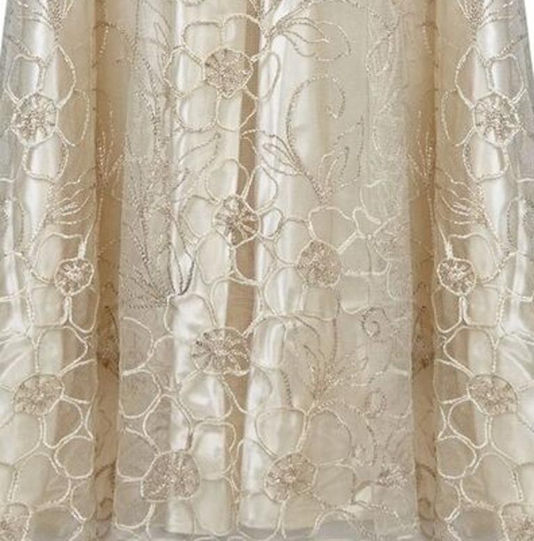 Women's Late 1950s Ivory Wedding Dress With Delicate Embroidery Sold With Original Box