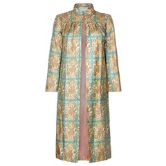 Vintage 1960s Karl Lagerfeld for Jean Patou Silk Floral Duster Coat