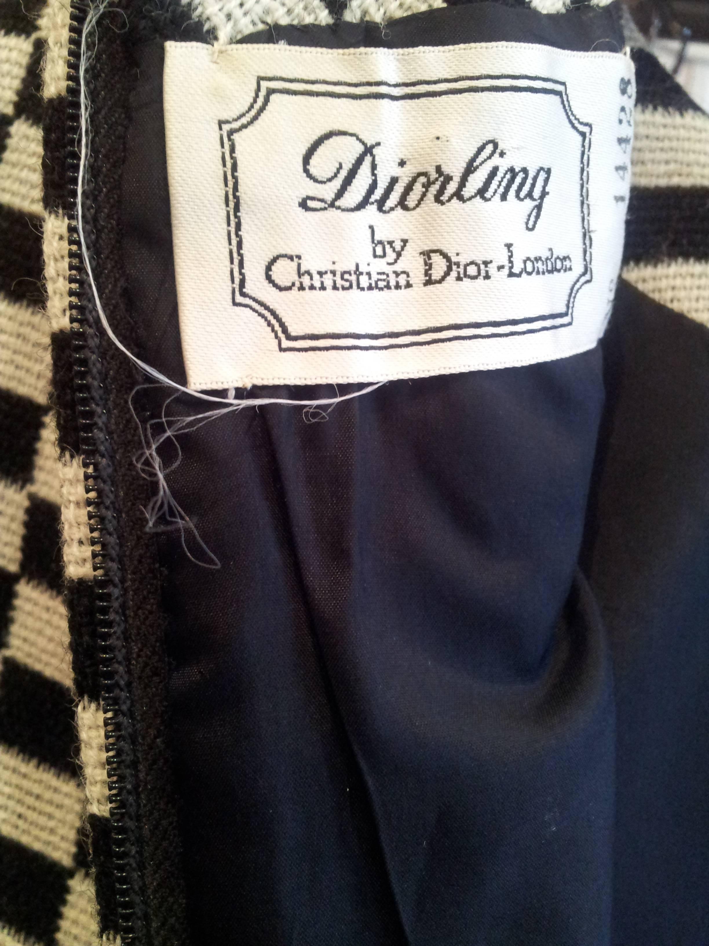 Beige 1960s Christian Dior Monochrome Checked Mod Dress