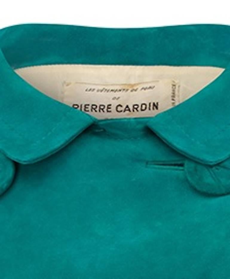 1960s Pierre Cardin Teal Suede Jacket In Excellent Condition In London, GB