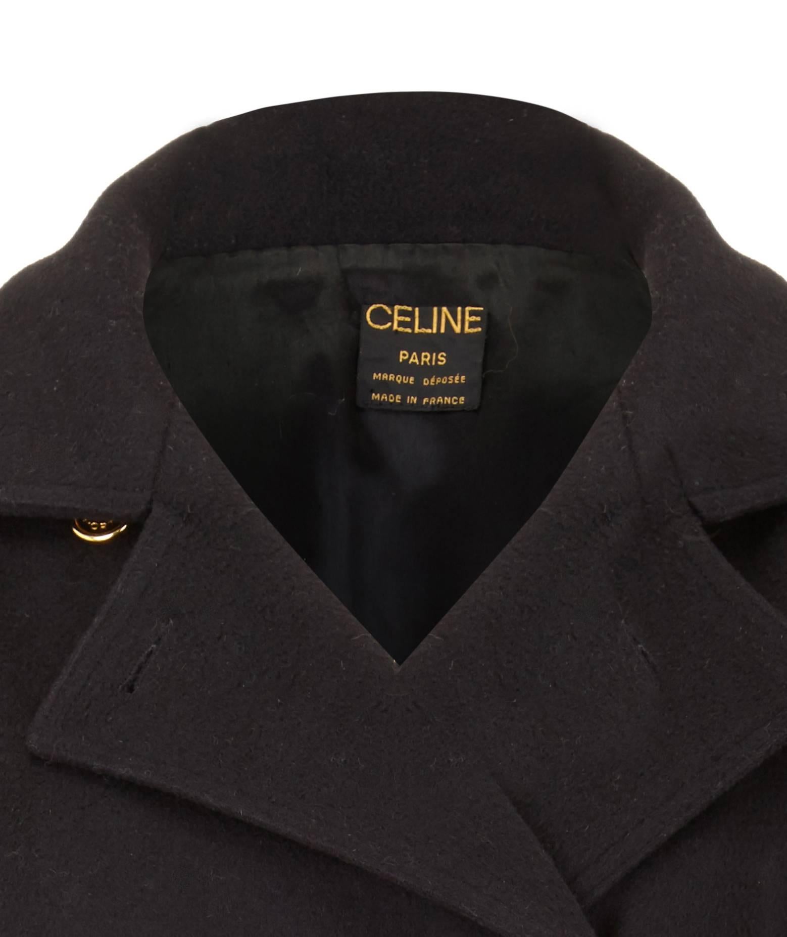 1980s Black Celine Coat In Excellent Condition In London, GB