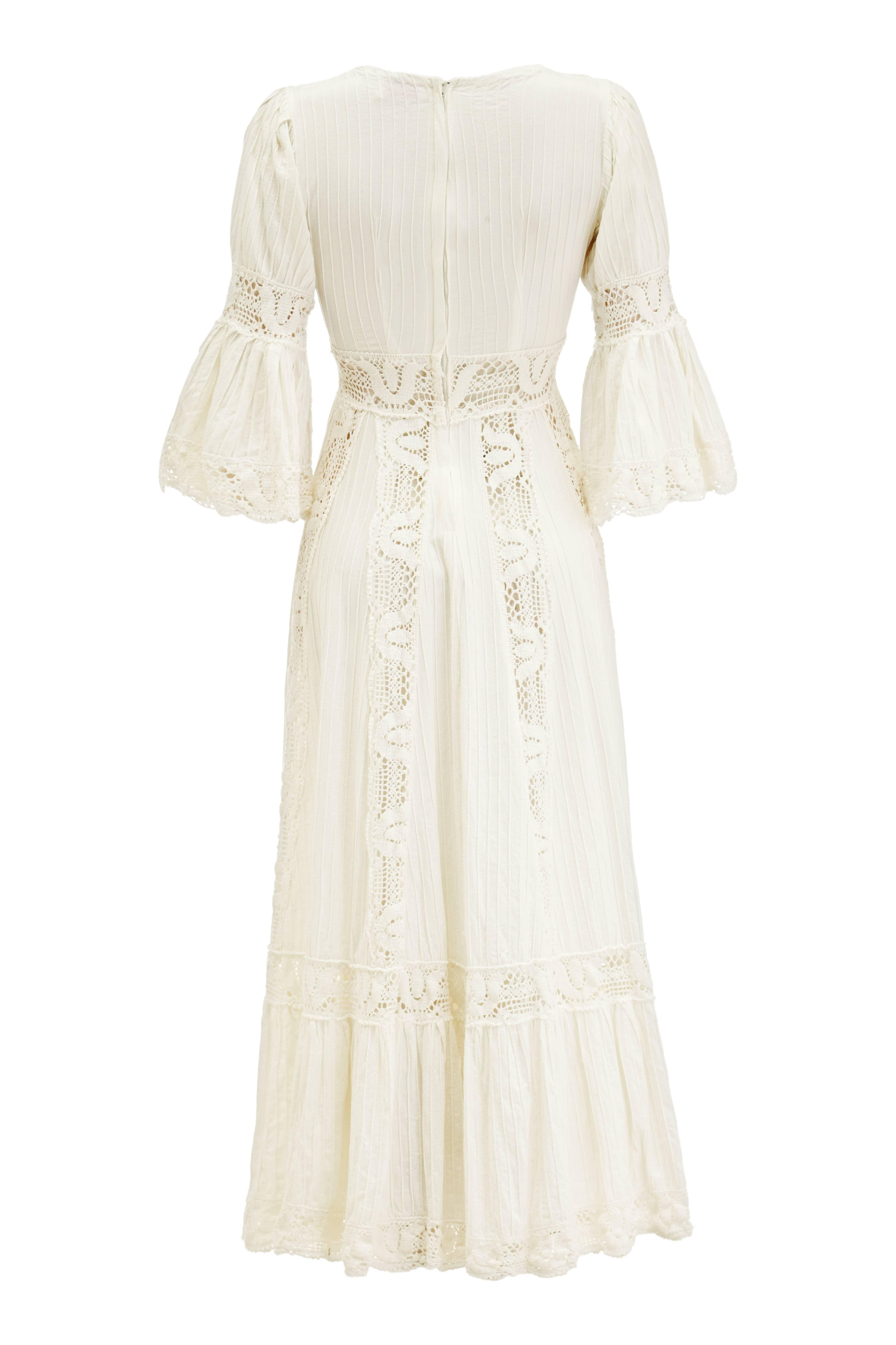 1970s White Cotton Vintage Mexican Wedding Dress at 1stDibs