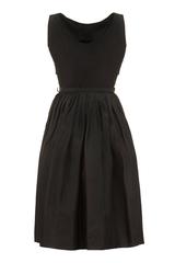1950s Black Taffeta Vintage Dress with Lace Overlay