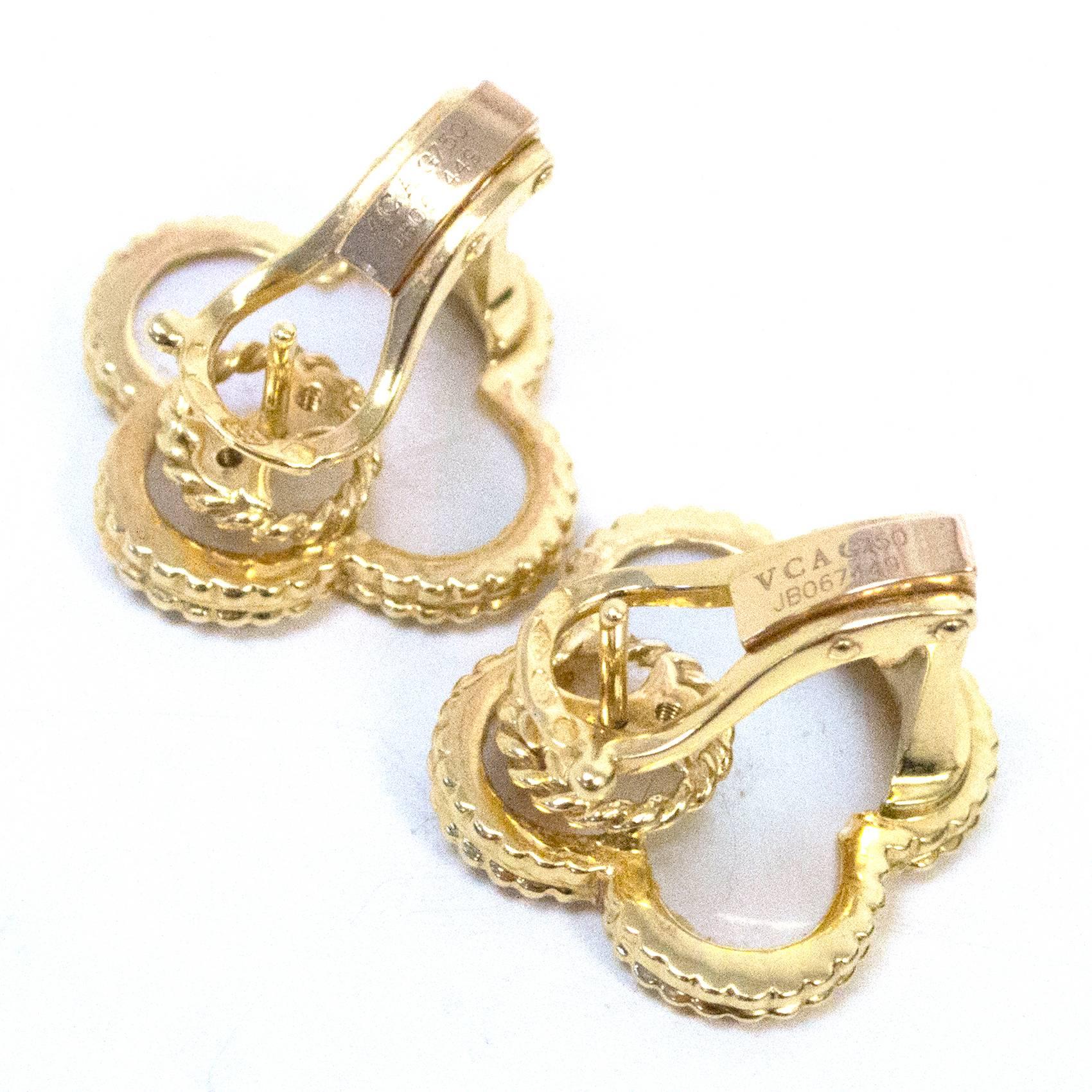 Women's Van Cleef & Arpels Alhambra Gold and Mother of Pearl Earrings