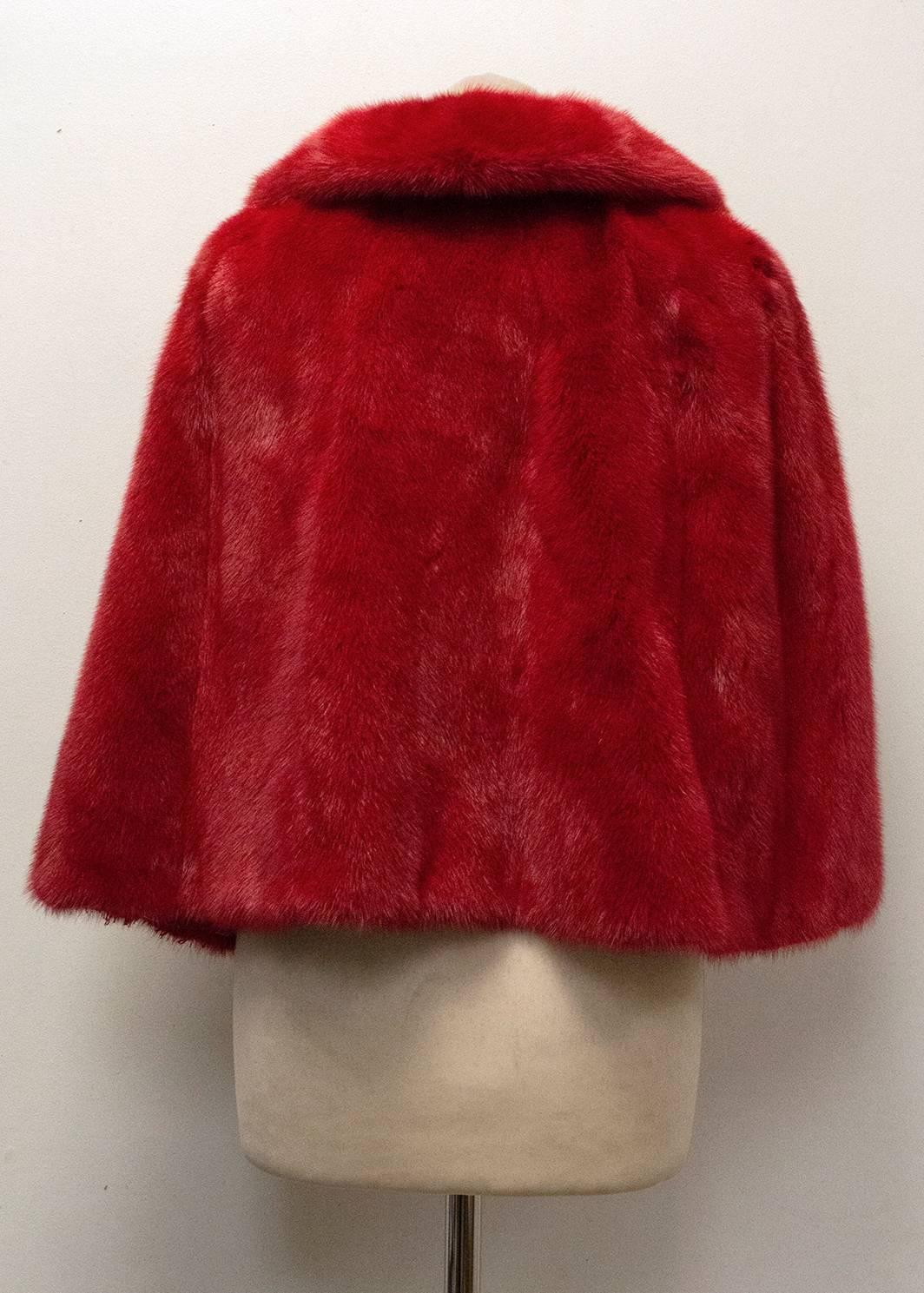 Dolce & Gabbana Red Mink Fur Poncho with Lace Detail 2