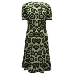 Givenchy Green Leopard Print Dress with Distressed Hem