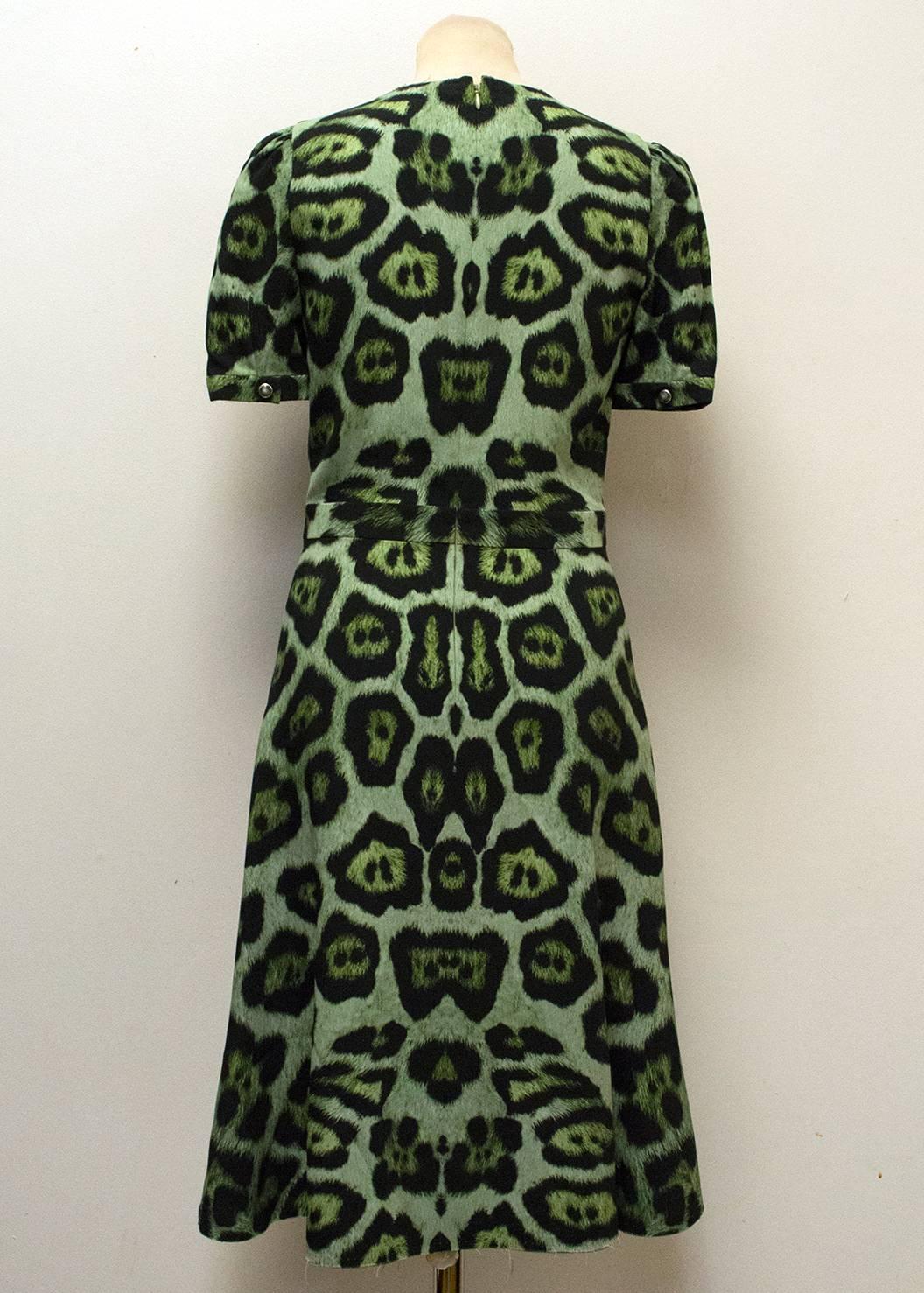 green animal print dress