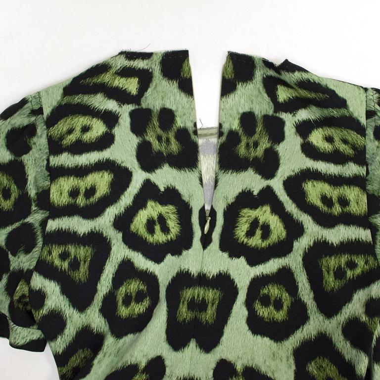 Givenchy Green Leopard Print Dress with Distressed Hem