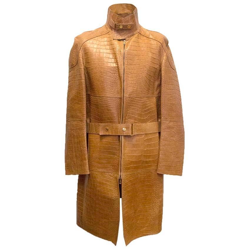 Gucci tan crocodile coat For Sale