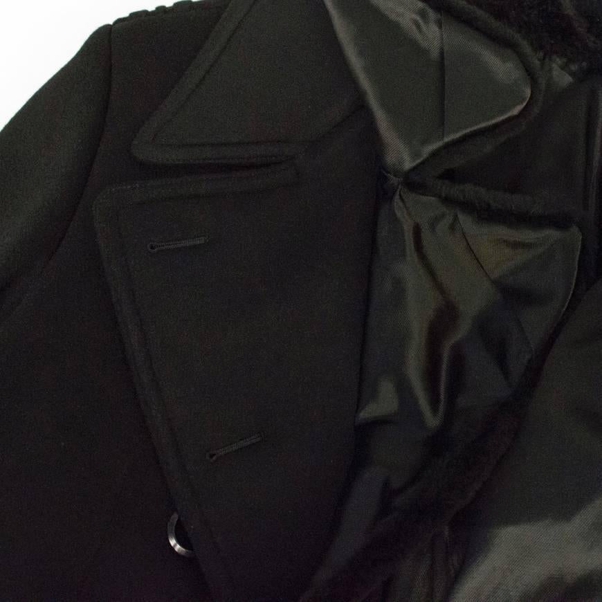 Tom Ford Men's Black Cashmere Coat with Beaver Fur Collar In New Condition In London, GB