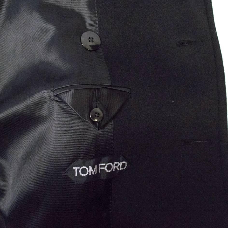 Tom Ford Men's Black Cashmere Coat with Beaver Fur Collar 1