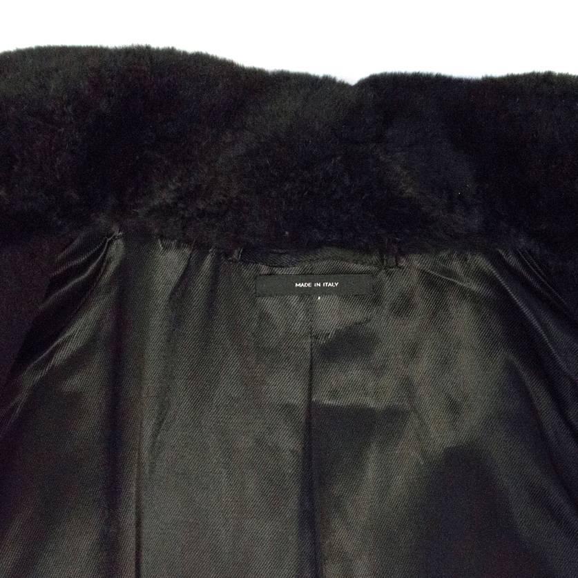 Tom Ford Men's Black Cashmere Coat with Beaver Fur Collar 2
