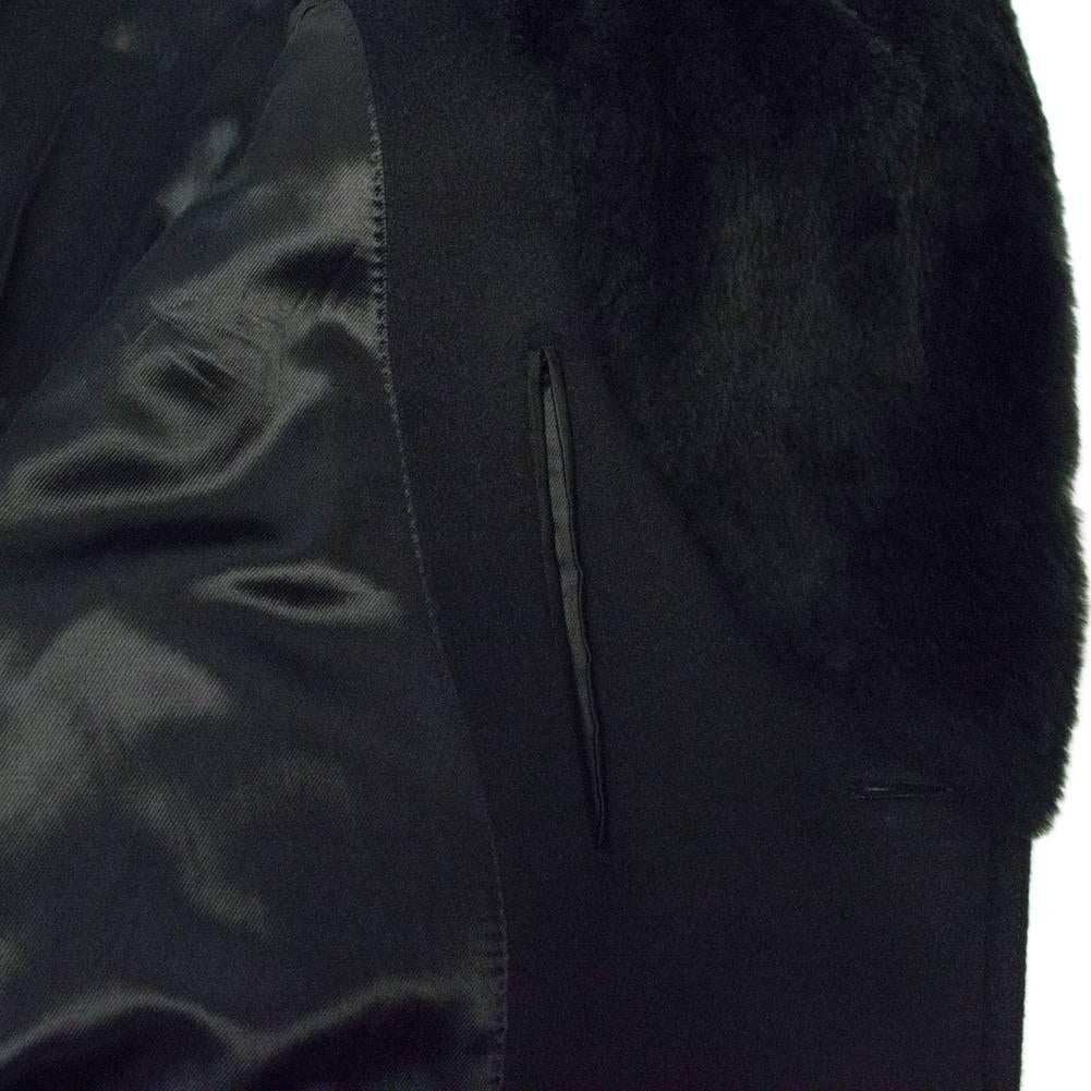 Tom Ford Men's Black Cashmere Coat with Beaver Fur Collar 3