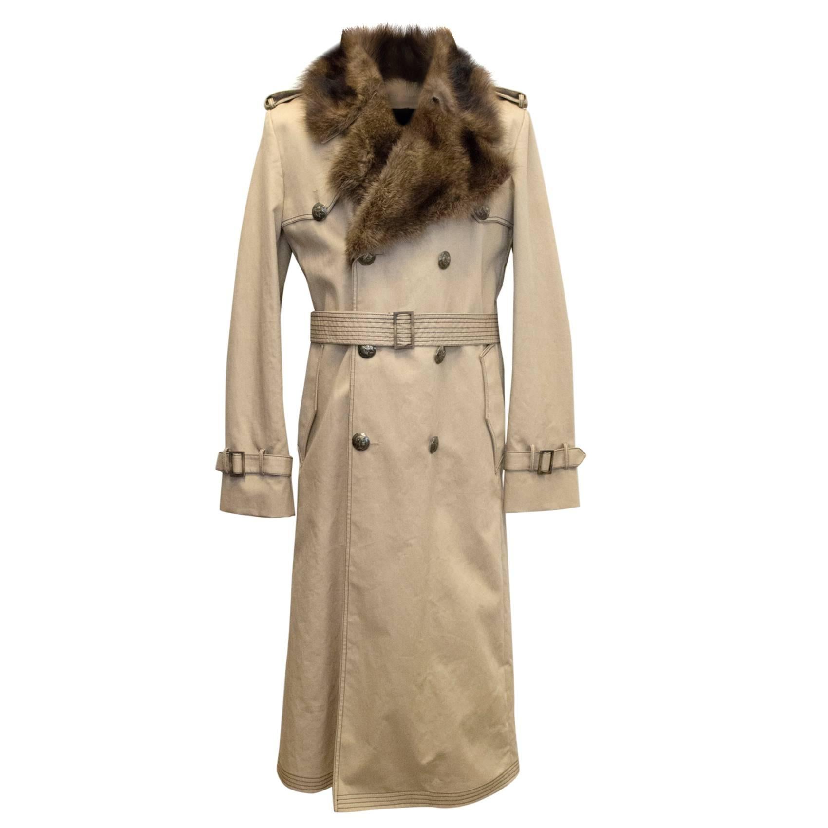  Fendi Men's detachable fur lined trench coat For Sale