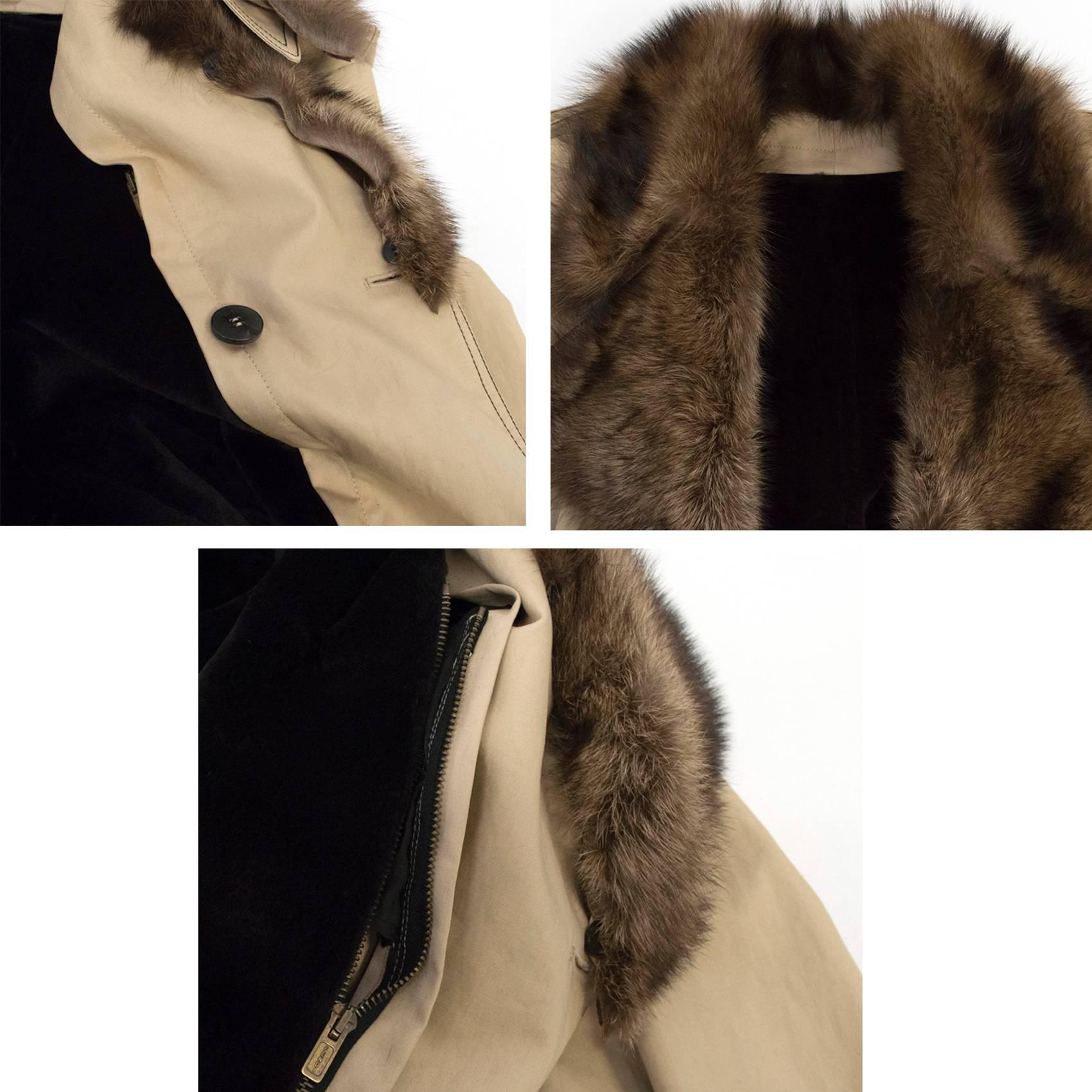  Fendi Men's detachable fur lined trench coat In New Condition For Sale In London, GB