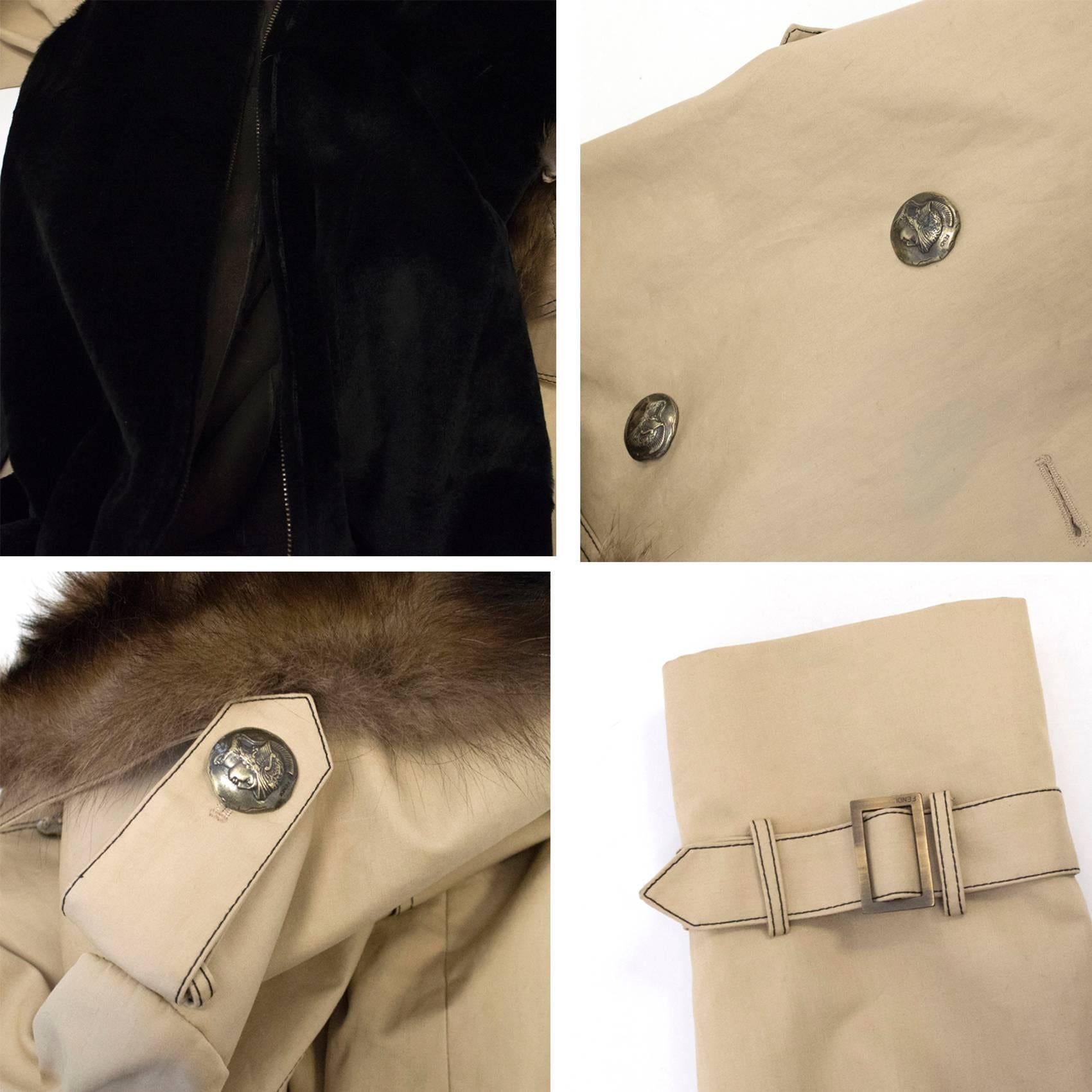 Women's or Men's  Fendi Men's detachable fur lined trench coat For Sale