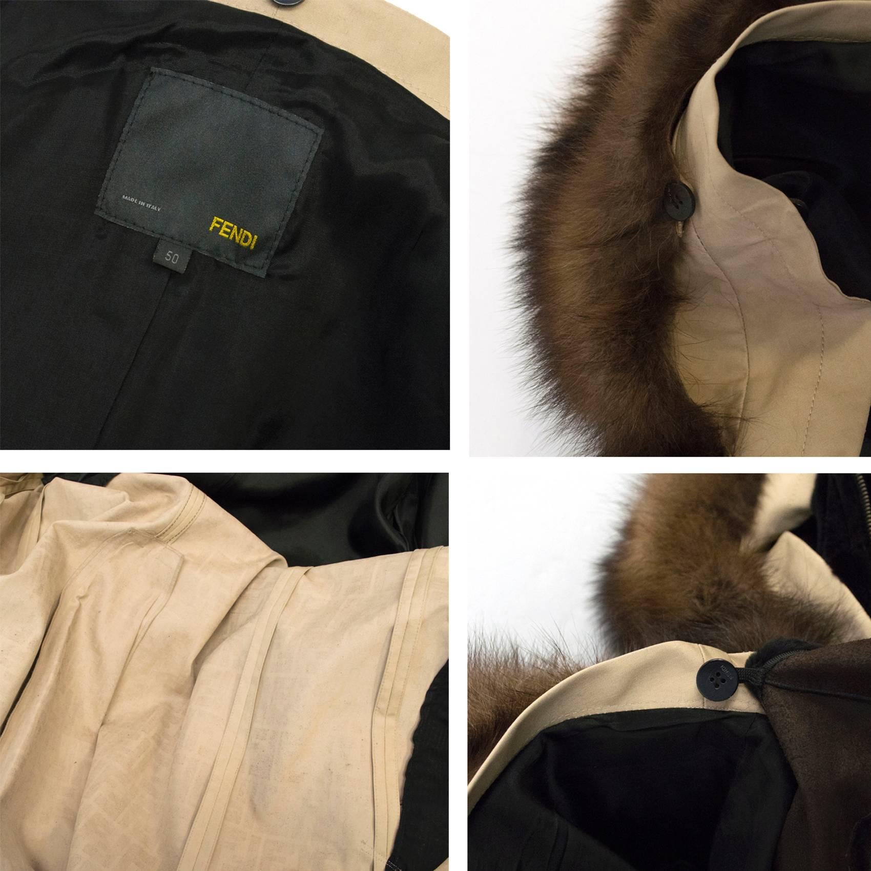  Fendi Men's detachable fur lined trench coat For Sale 1