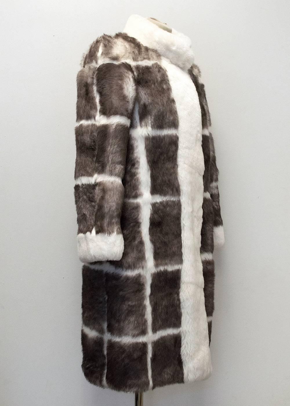 Matthew Williamson Taupe and Cream Rabbit Fur Coat In Excellent Condition For Sale In London, GB