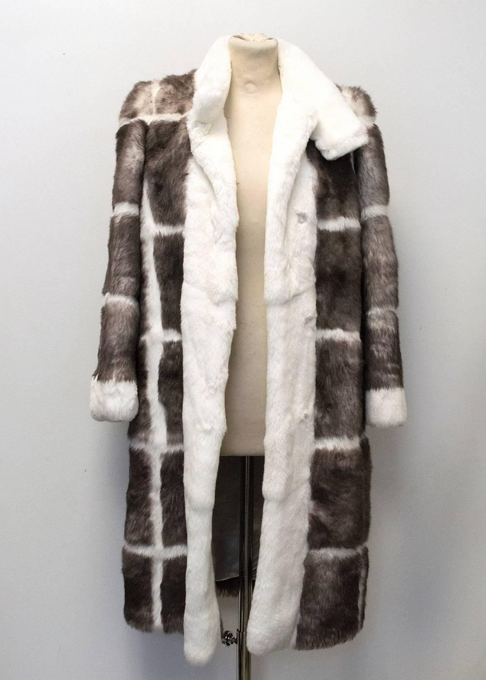 Black Matthew Williamson Taupe and Cream Rabbit Fur Coat For Sale