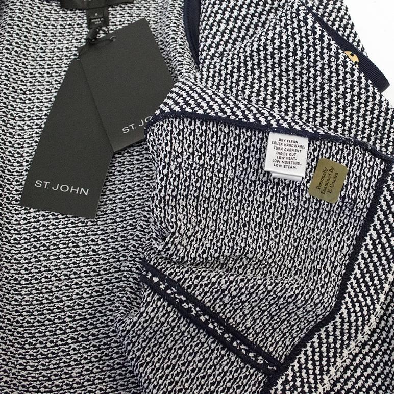 St. John Houndstooth Navy & White Dress and Jacket For Sale 1