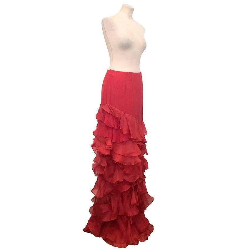 red tiered skirt