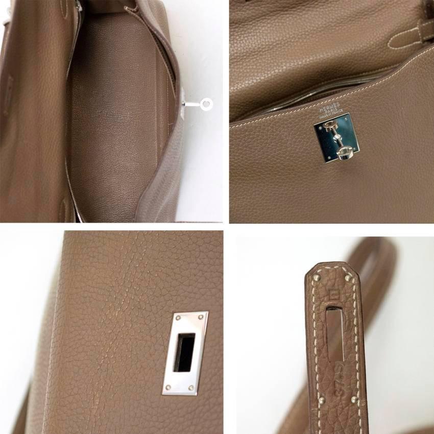Hermes Etoupe Togo Leather Retourne Kelly 28cm With Palladium Hardware 6