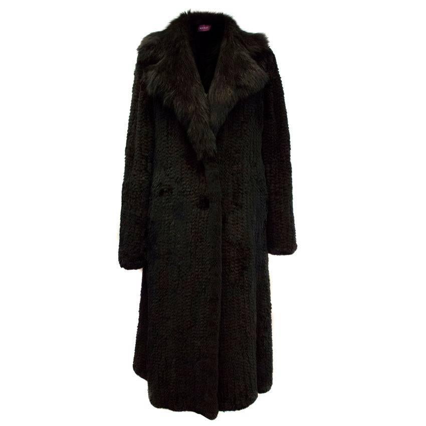Hockley Black Rabbit Fur Long Coat For Sale