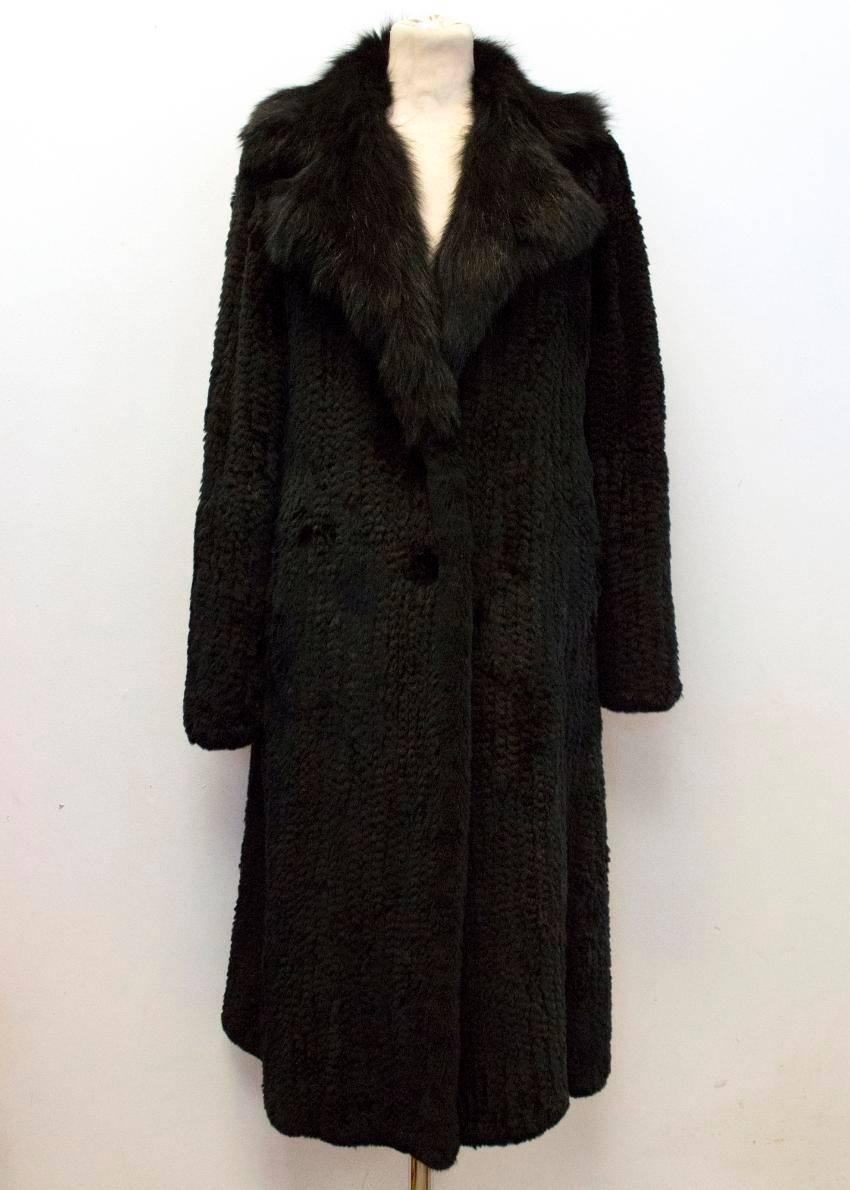 Women's Hockley Black Rabbit Fur Long Coat For Sale