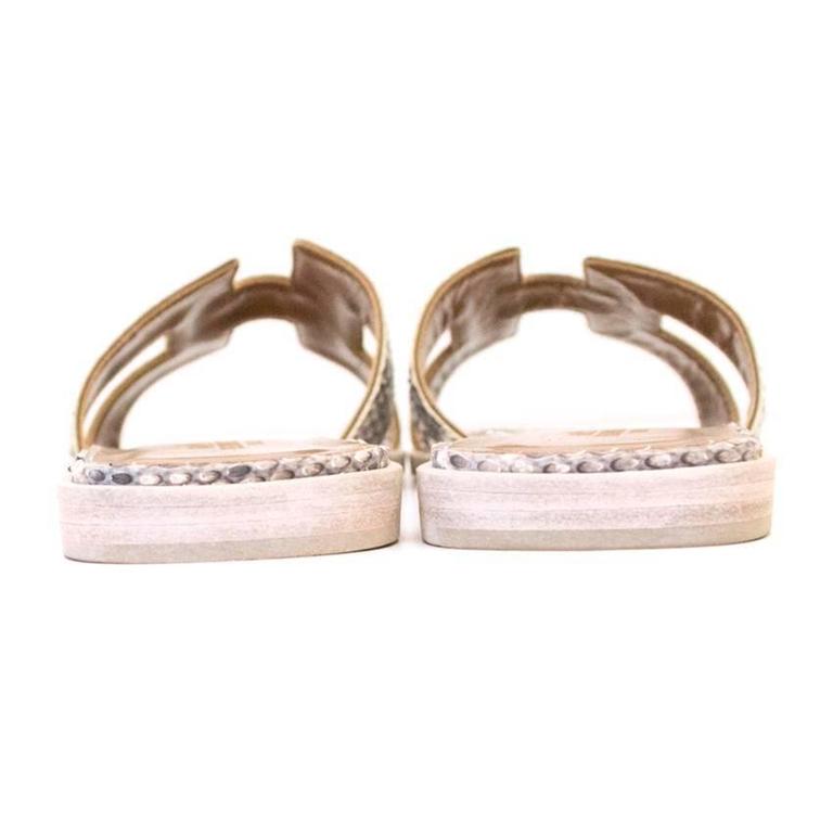 grey hermes sandals