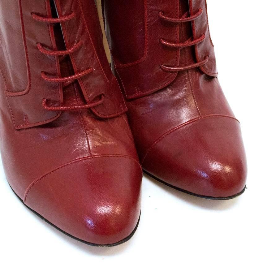 Bionda Castana Red Lace Up Heel Boots In Excellent Condition For Sale In London, GB