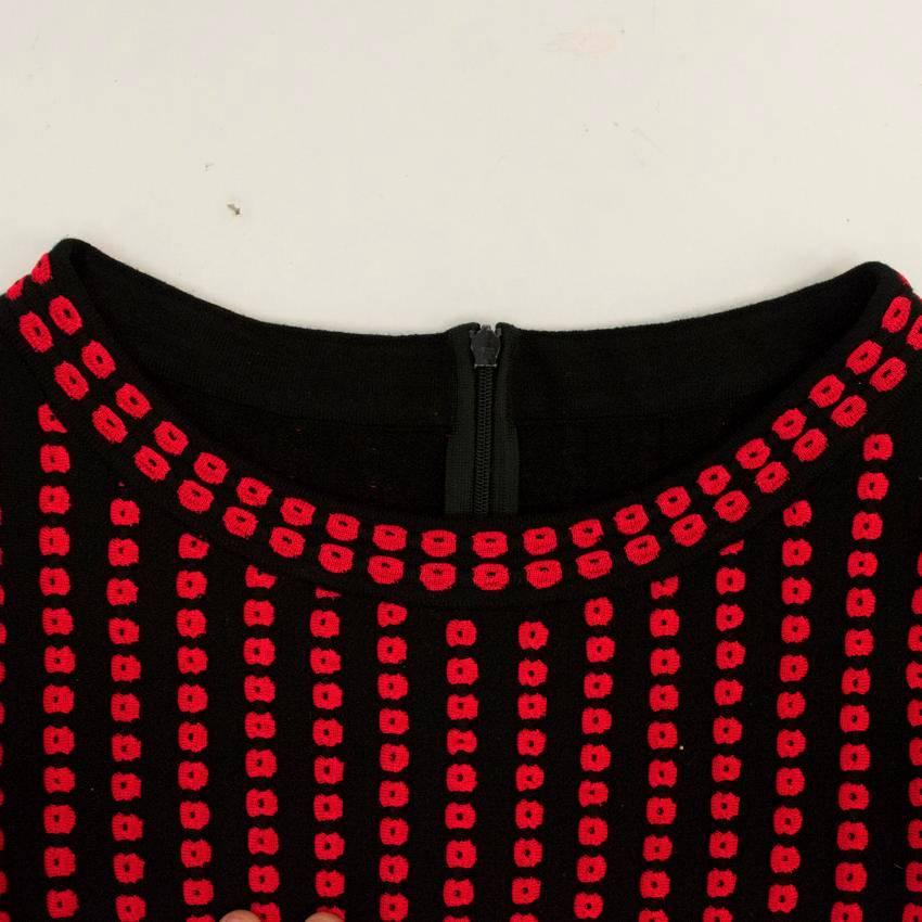 Alaia Black Skater Dress with Red Dot Design 1