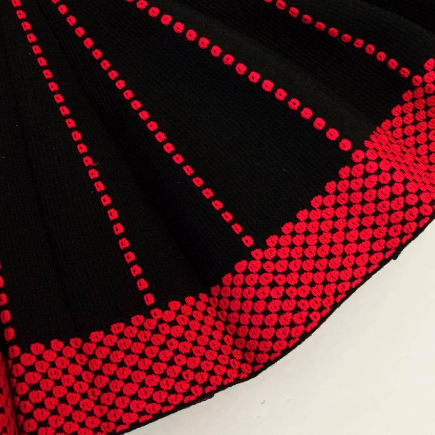 Alaia Black Skater Dress with Red Dot Design 3