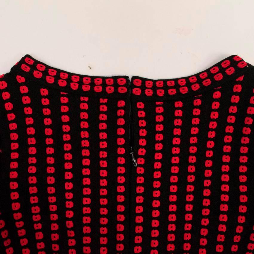 Alaia Black Skater Dress with Red Dot Design 2