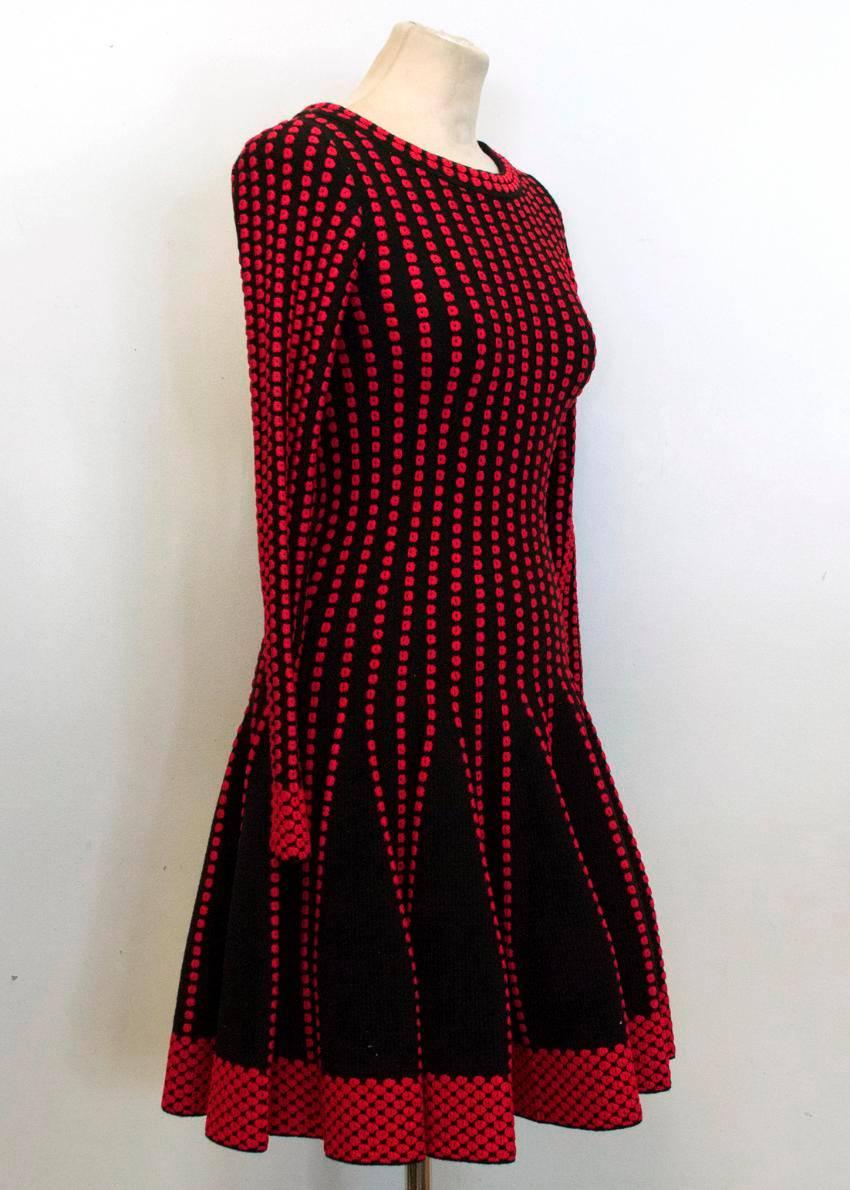 Alaia Black Skater Dress with Red Dot Design In Excellent Condition In London, GB