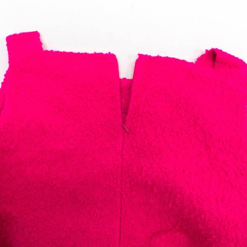 Osman Bright Pink Textured Wool A-Line Dress 2