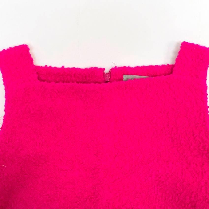 Osman Bright Pink Textured Wool A-Line Dress 1