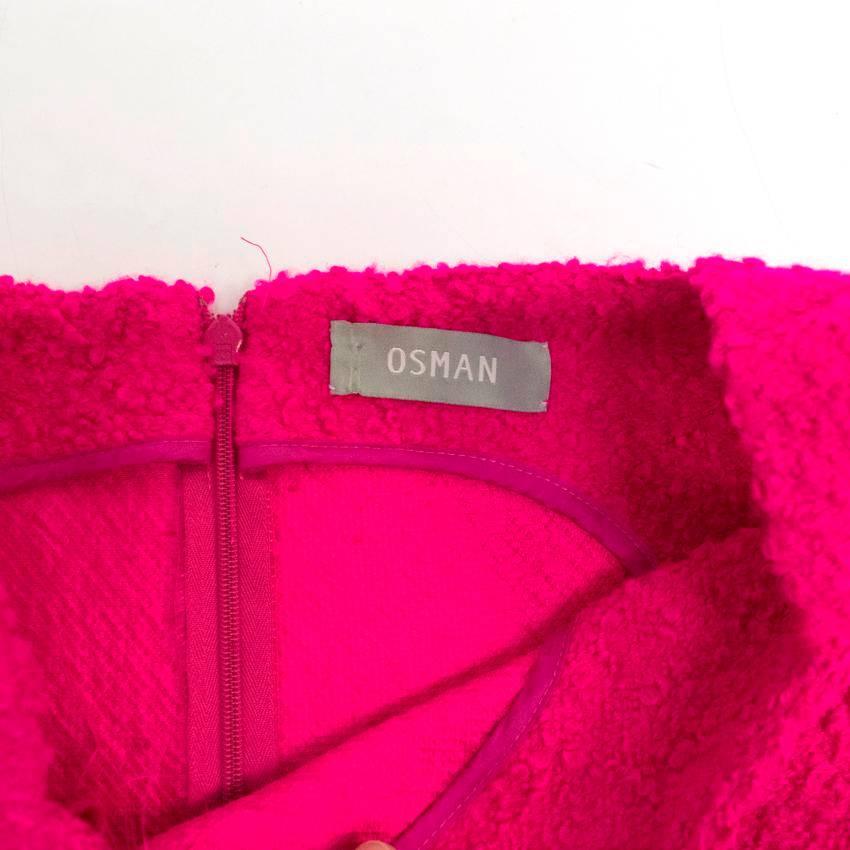 Osman Bright Pink Textured Wool A-Line Dress 5