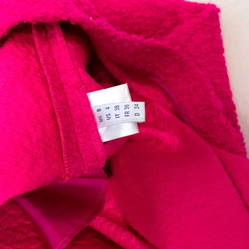 Osman Bright Pink Textured Wool A-Line Dress 4