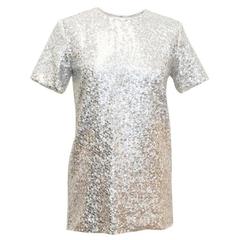 Nina Ricci Silver Sequined Voile Top