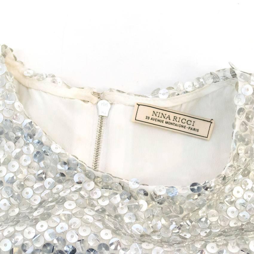 Nina Ricci Silver Sequined Voile Top For Sale 1