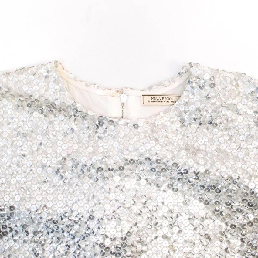 Nina Ricci Silver Sequined Voile Top For Sale 2