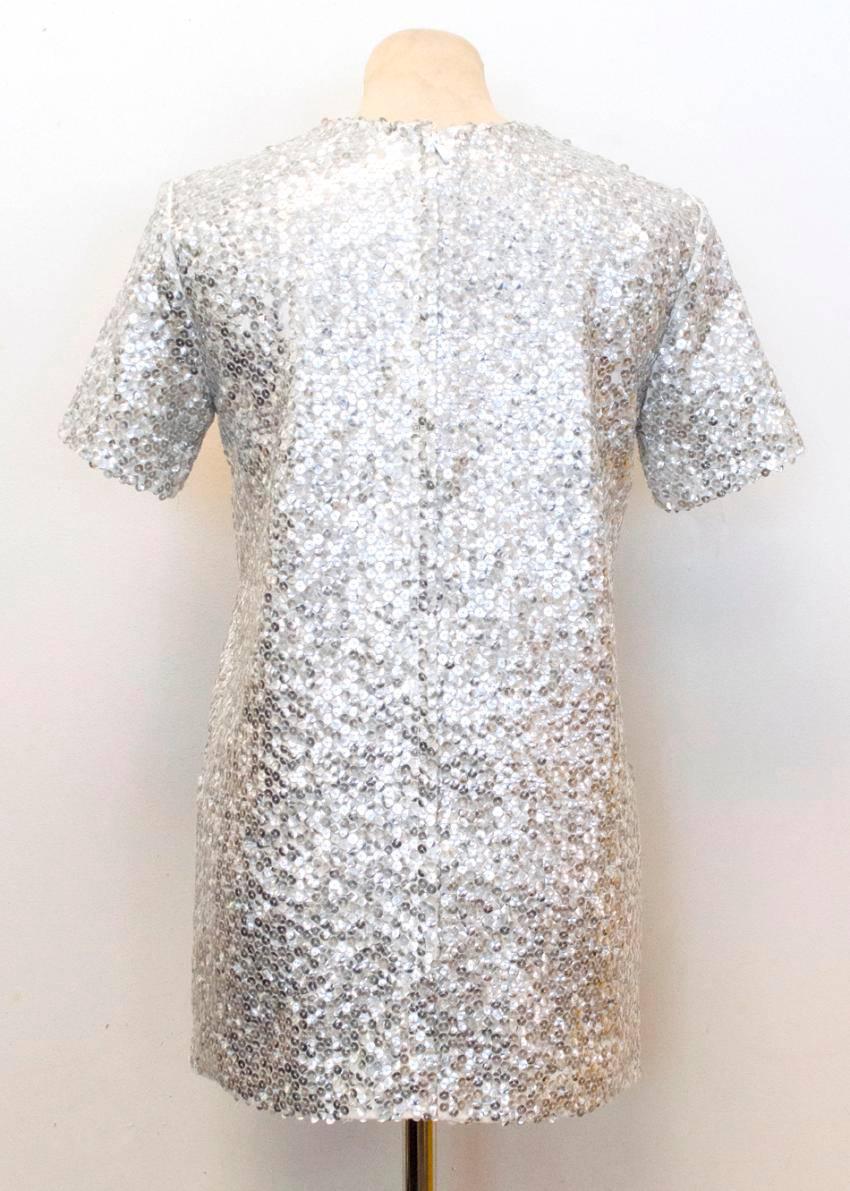 Women's Nina Ricci Silver Sequined Voile Top For Sale