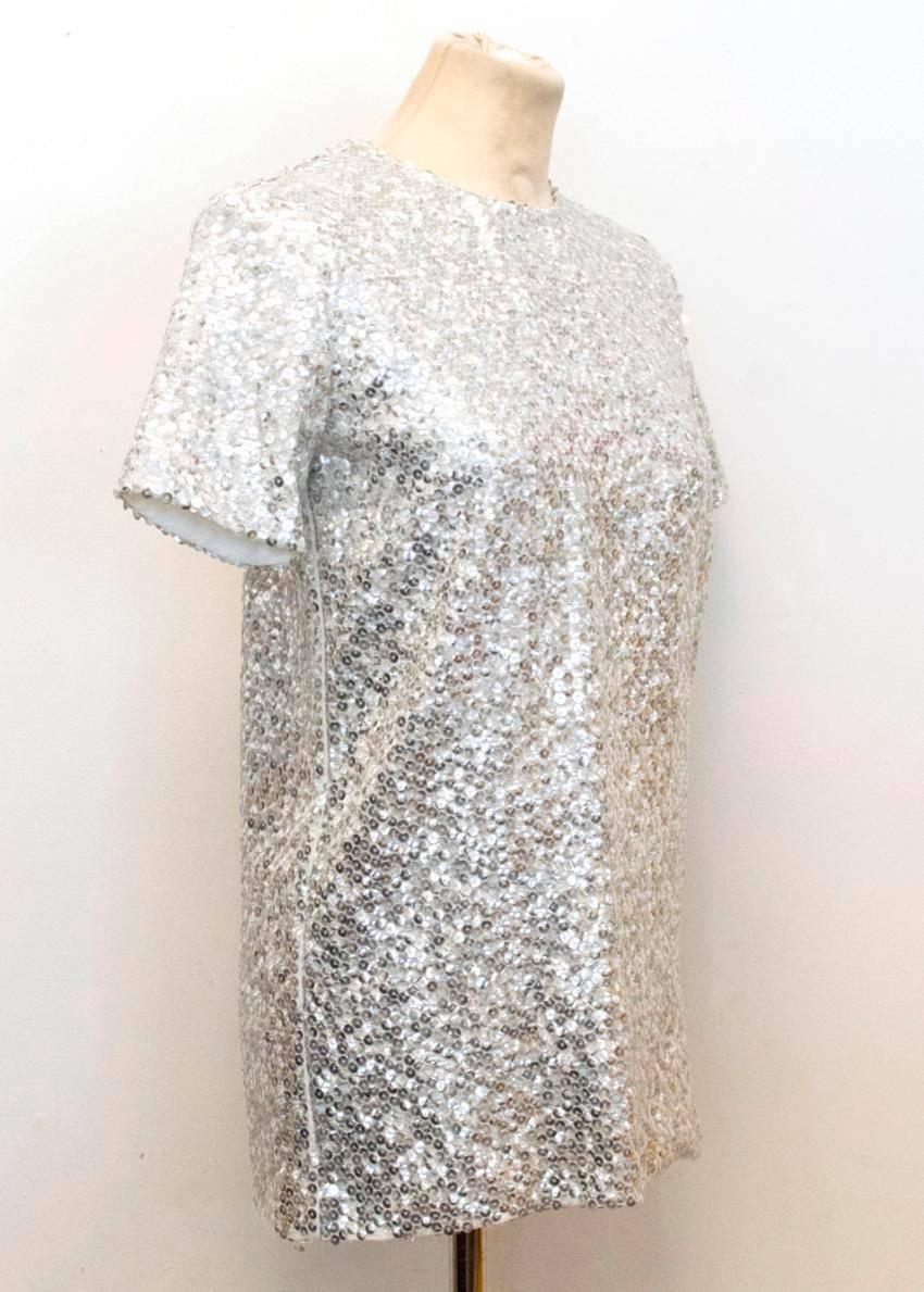 Nina Ricci Silver Sequined Voile Top In Good Condition For Sale In London, GB