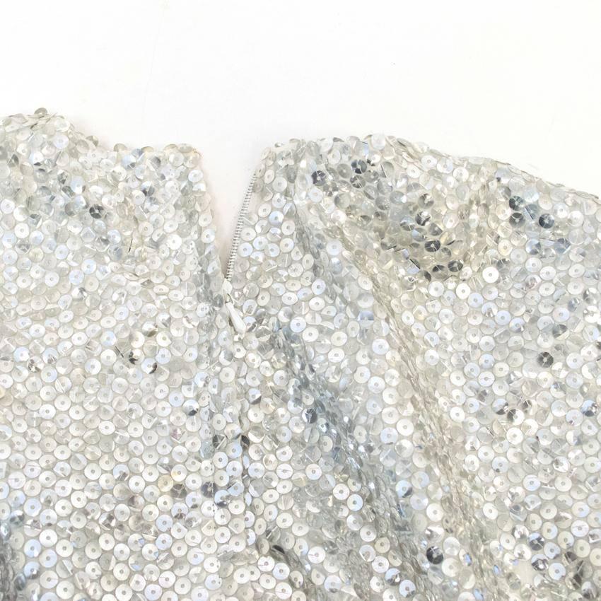Nina Ricci Silver Sequined Voile Top For Sale 4