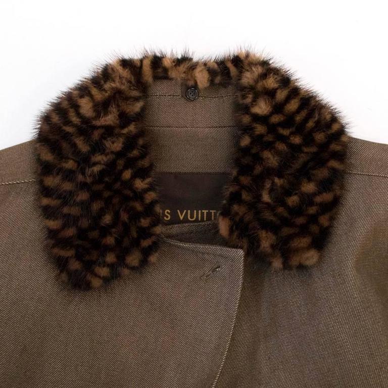 Louis Vuitton Brown Wool and Denim Blend Jacket with Fur Collar For ...