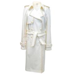 Chanel Cream Trenchcoat with Pearl-Like Buttons